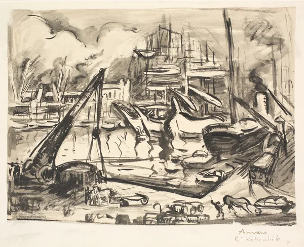 Havnebassinet Kattendick i Antwerpen. av Emile Othon Friesz