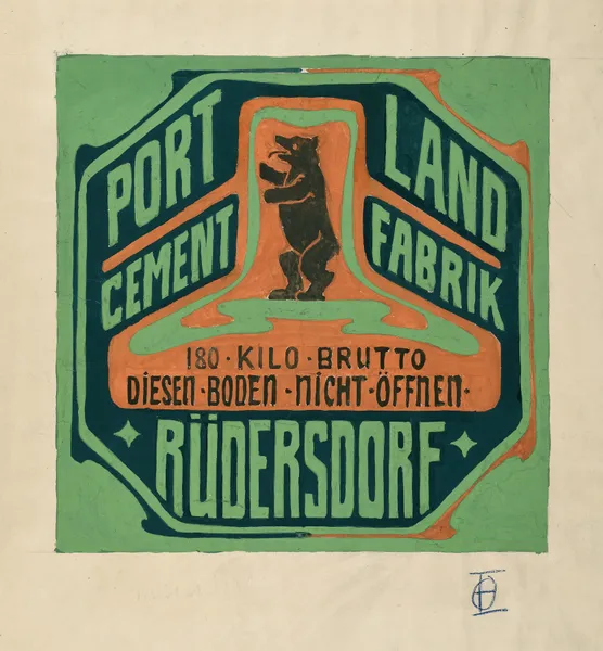 Verpackungsaufkleber Portland Cementfabrik Rüdersdorf av Otto Eckmann