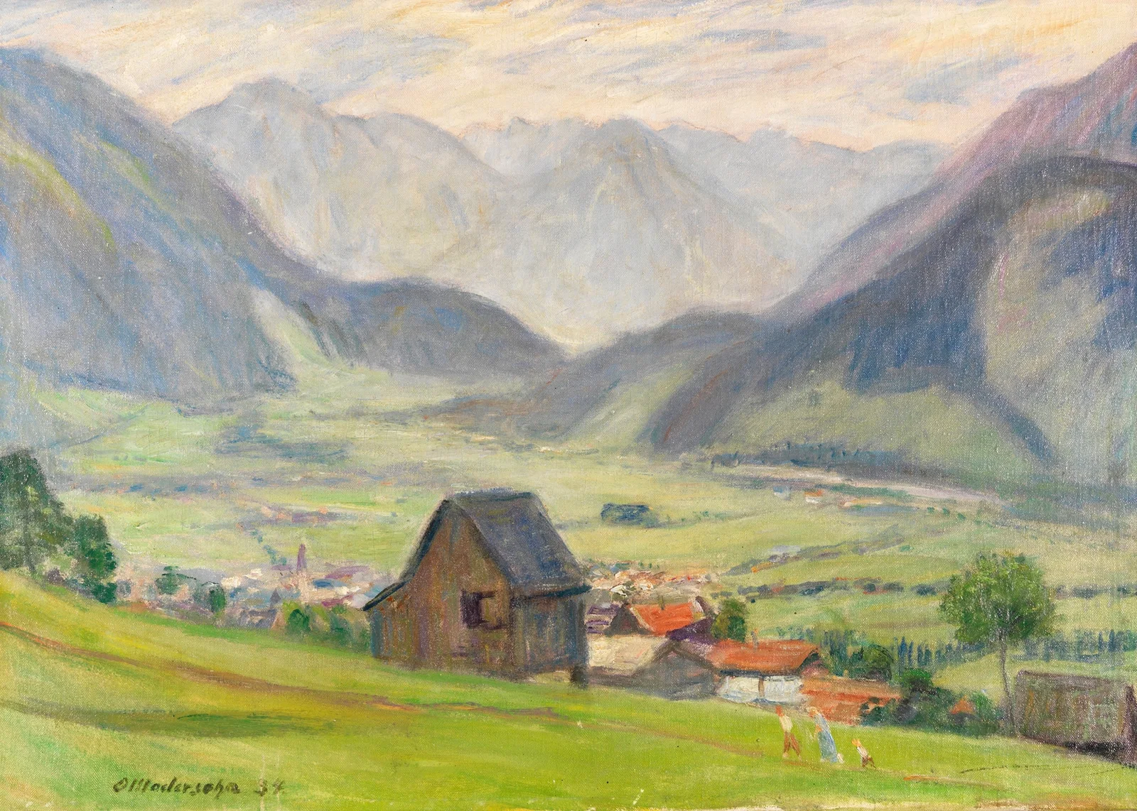Blick ins Tal (Hindelang) av Otto Modersohn