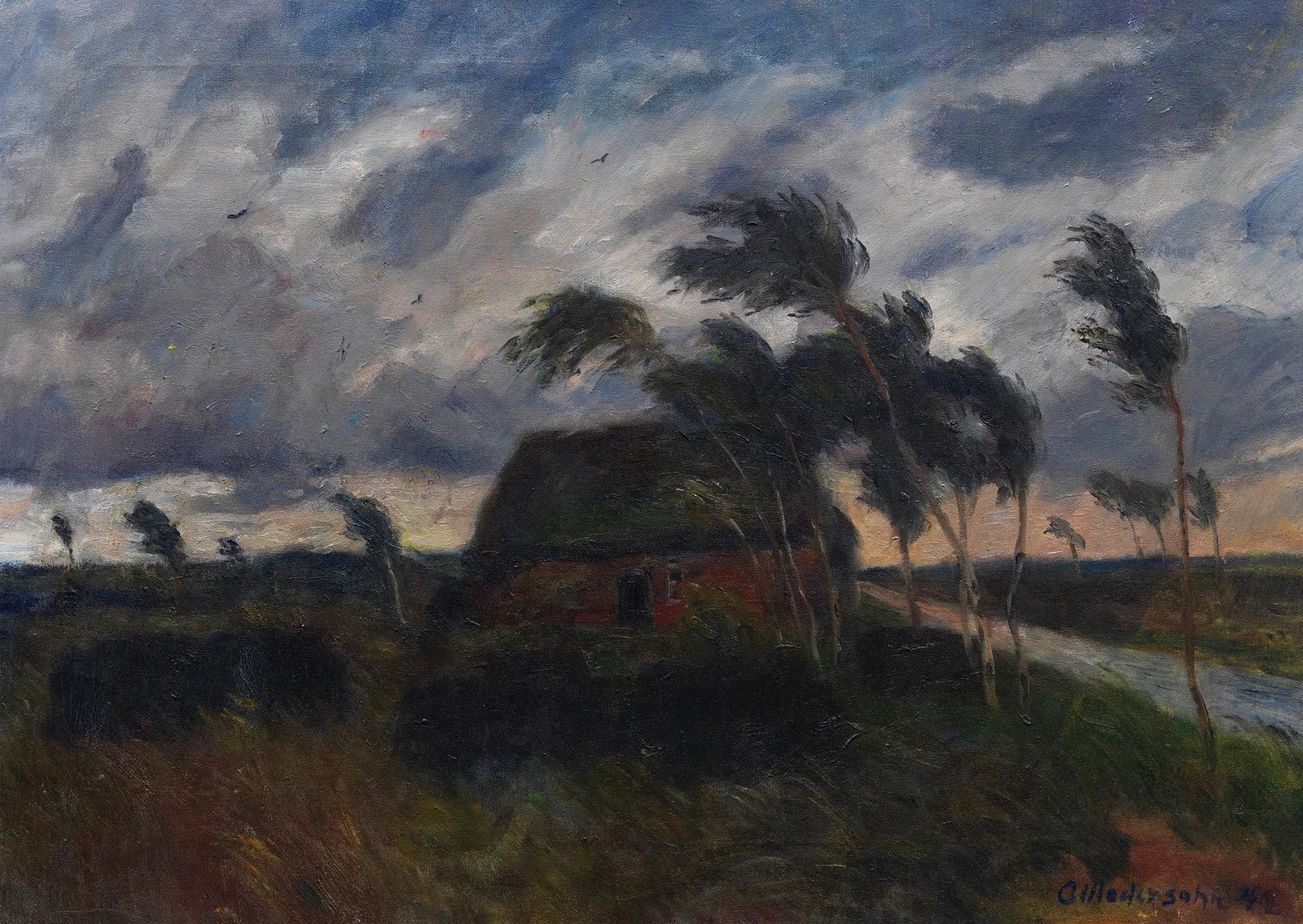 Sturm im Moor av Otto Modersohn