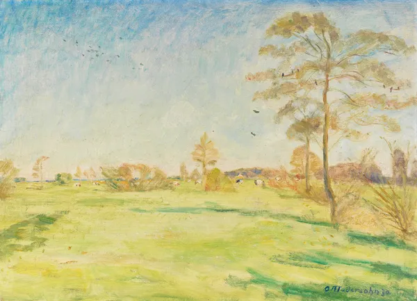 Wümmelandschaft mit Kühen av Otto Modersohn