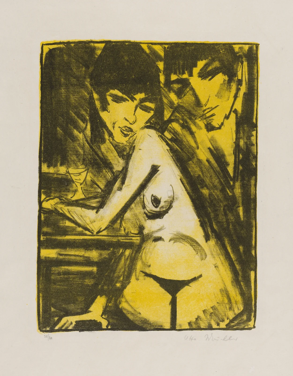 Couple at a Table (Self-Portrait with Maschka) av Otto Mueller