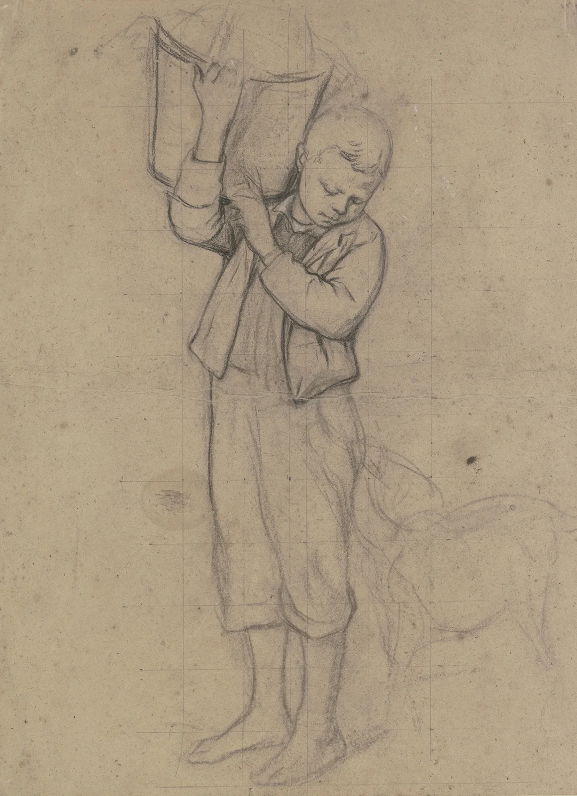 Boy with goat av Otto Scholderer