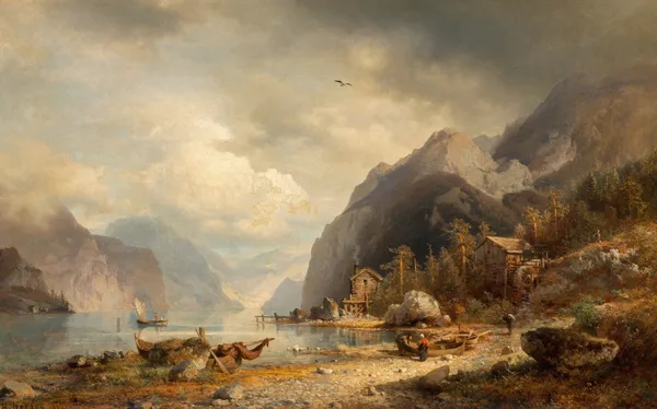 Fishing Village av Hermann Ottomar Herzog