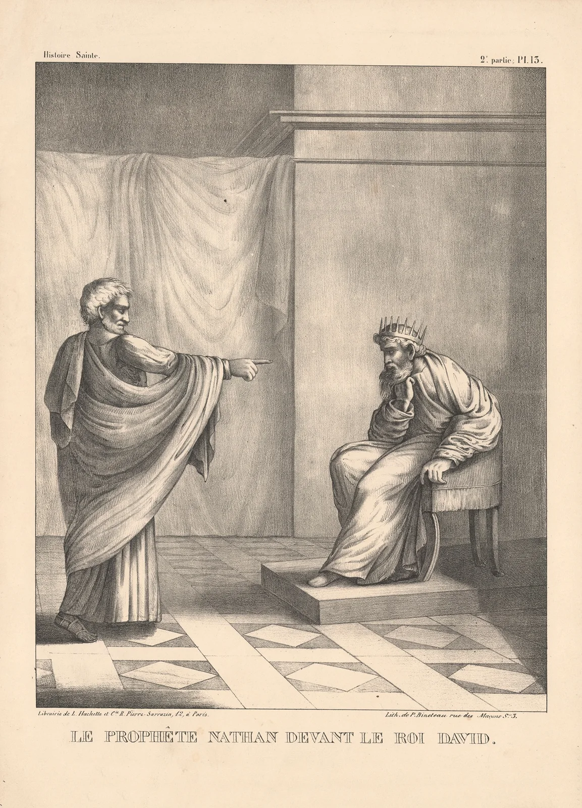 Le prophete Nathan devant le roi David av P. Bineteau