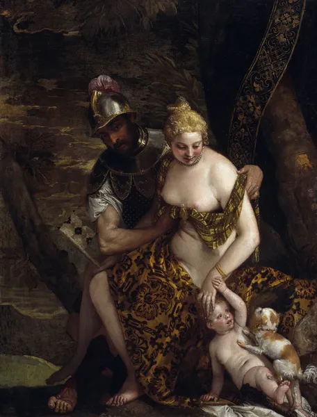 Mars, Venus and Cupid Mars and Venus With Cupid and a Dog av Paolo Veronese