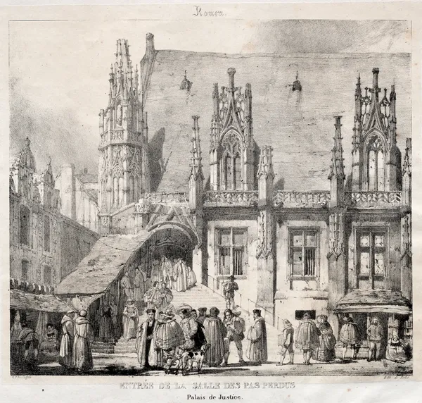 Rouen; Entrée de la Salle des Pas Perdus, Palais du Justice av Richard Parkes Bonington