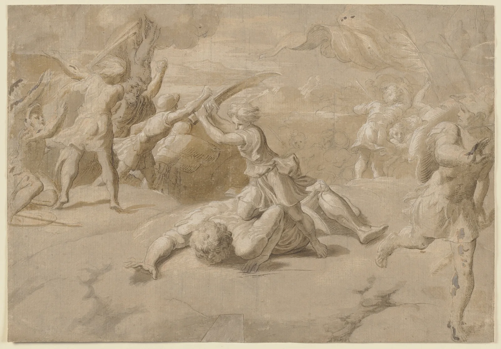David and Goliath av Parmigianino