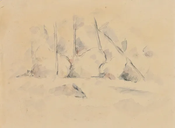 Arbres Parmi Des Rochers av Paul Cézanne