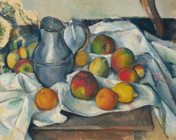 Bouilloire et fruits av Paul Cézanne