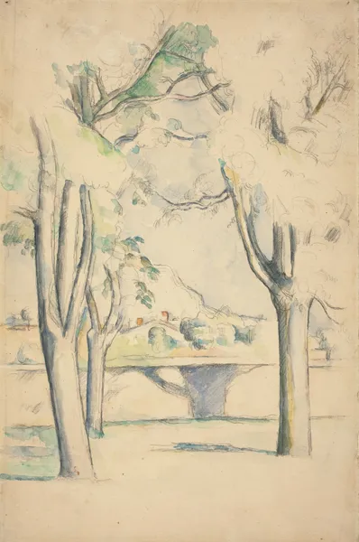 Mont Sainte-Victoire Seen beyond the Wall of the Jas de Bouffan av Paul Cézanne