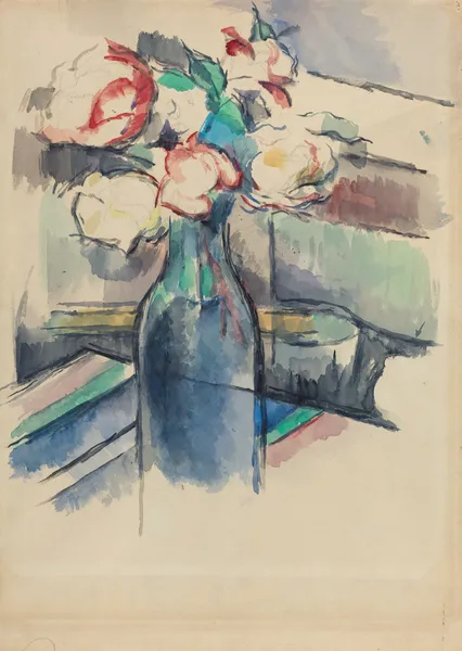 Roses in a Bottle (recto) av Paul Cézanne