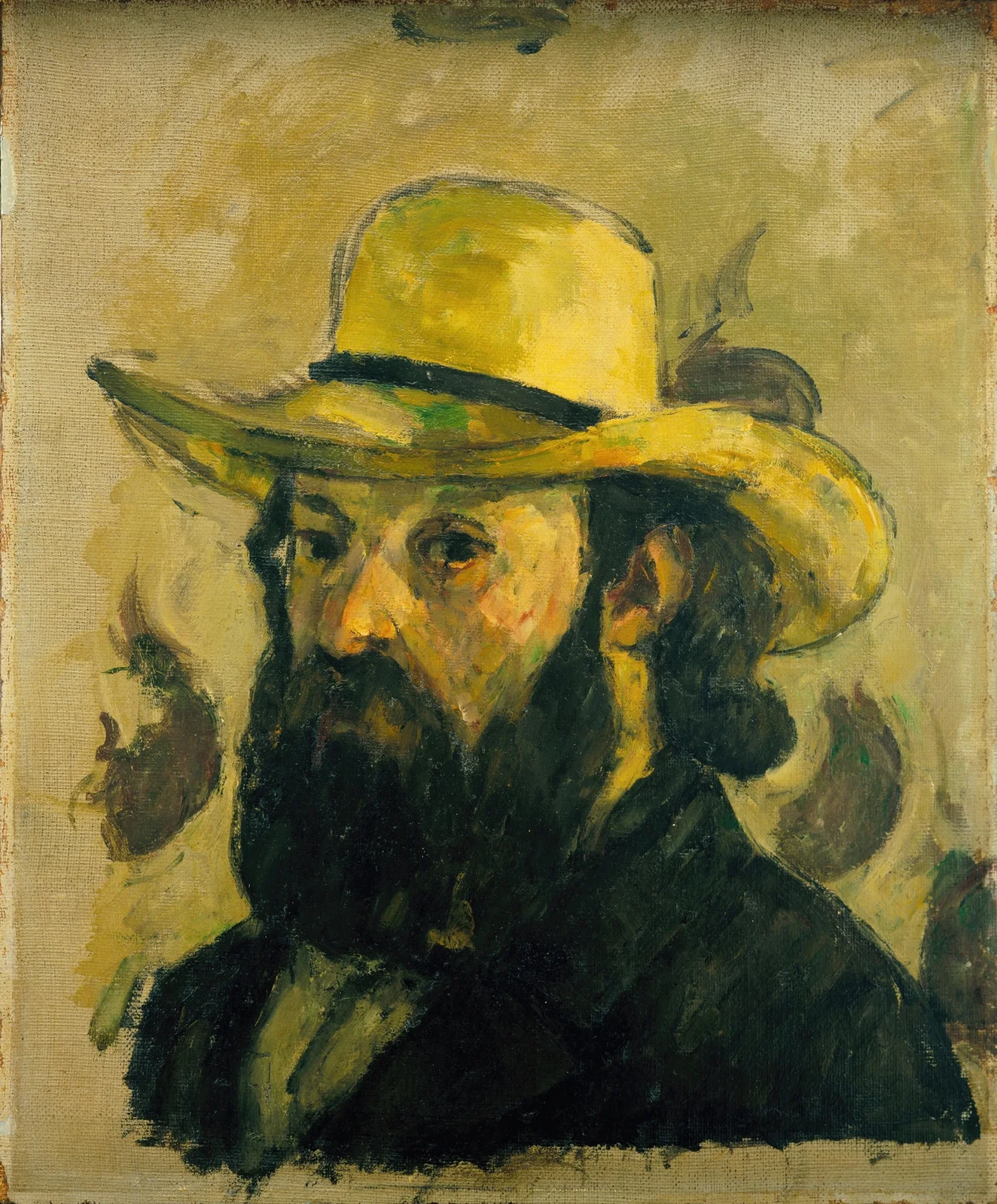 Self-Portrait in a Straw Hat (from 1875 until 1876) av Paul Cézanne