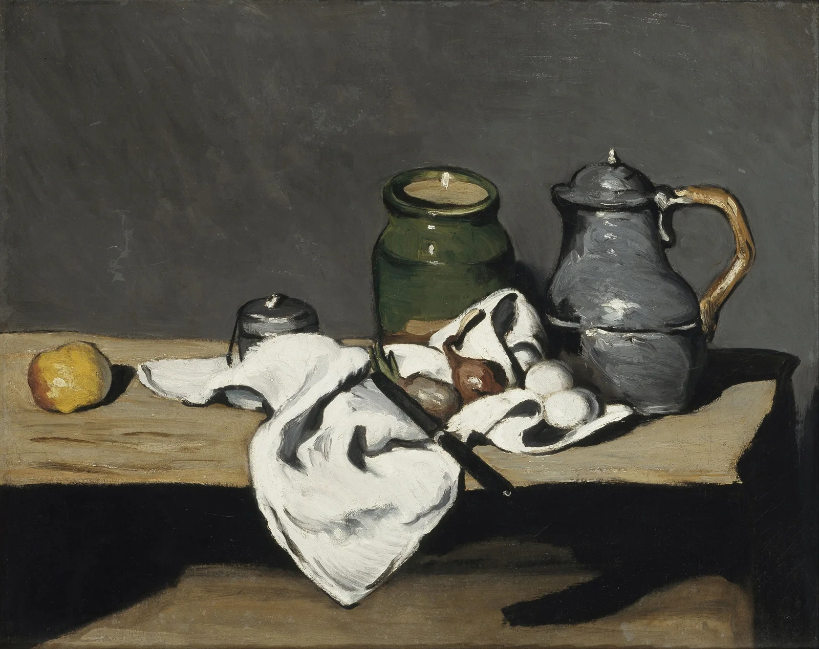 Still life with kettle av Paul Cézanne