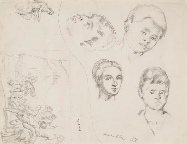 Trois portraits de Paul et études d’après Pedro de Maya et le Tintoret av Paul Cézanne