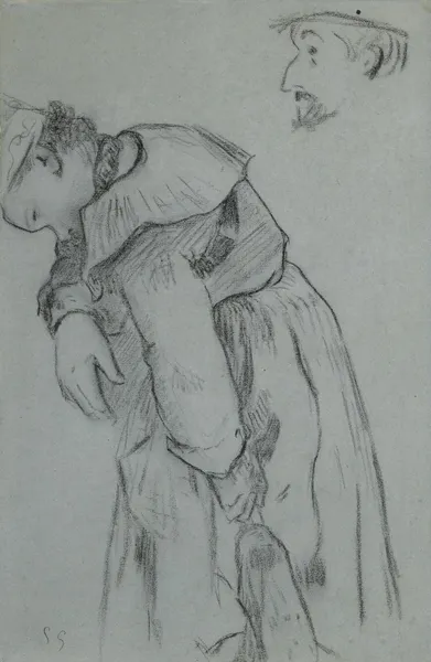 Bretonne de trois-quarts à gauche av Paul Gauguin