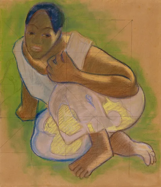 Crouching Tahitian Woman av Paul Gauguin