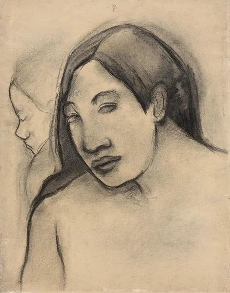 Heads of Tahitian Women, Frontal and Profile Views av Paul Gauguin