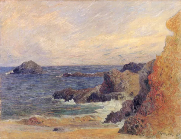La Côte rocheuse, ou Rochers au bord de la mer av Paul Gauguin