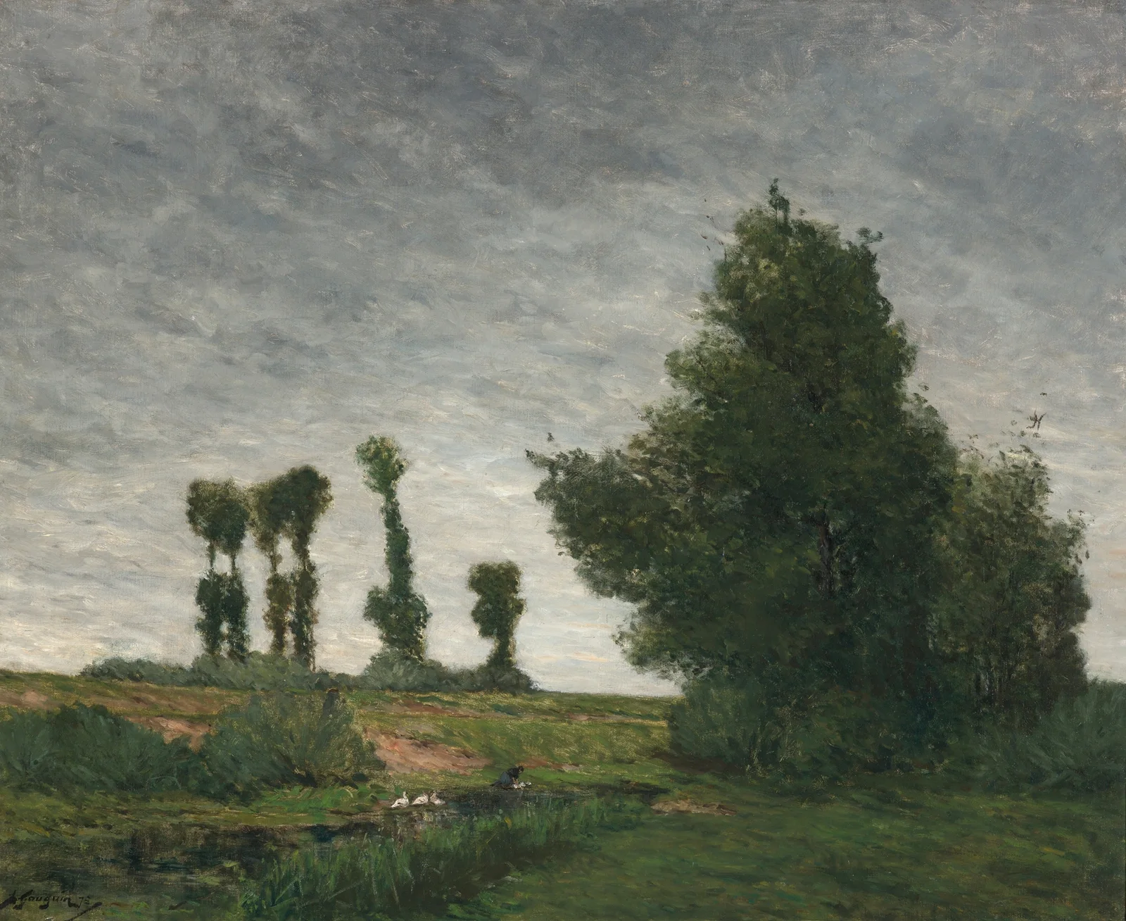 Landscape with Poplars av Paul Gauguin