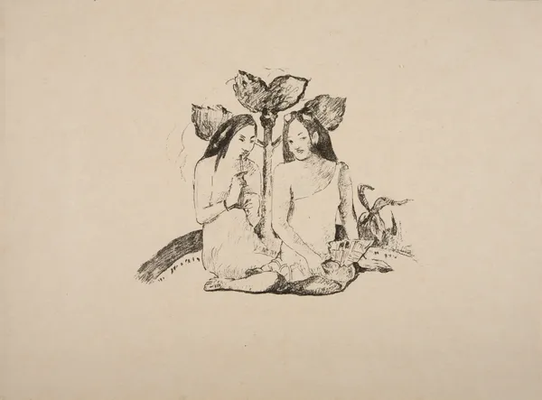 Tahiti – Deux femmes maories accroupies av Paul Gauguin