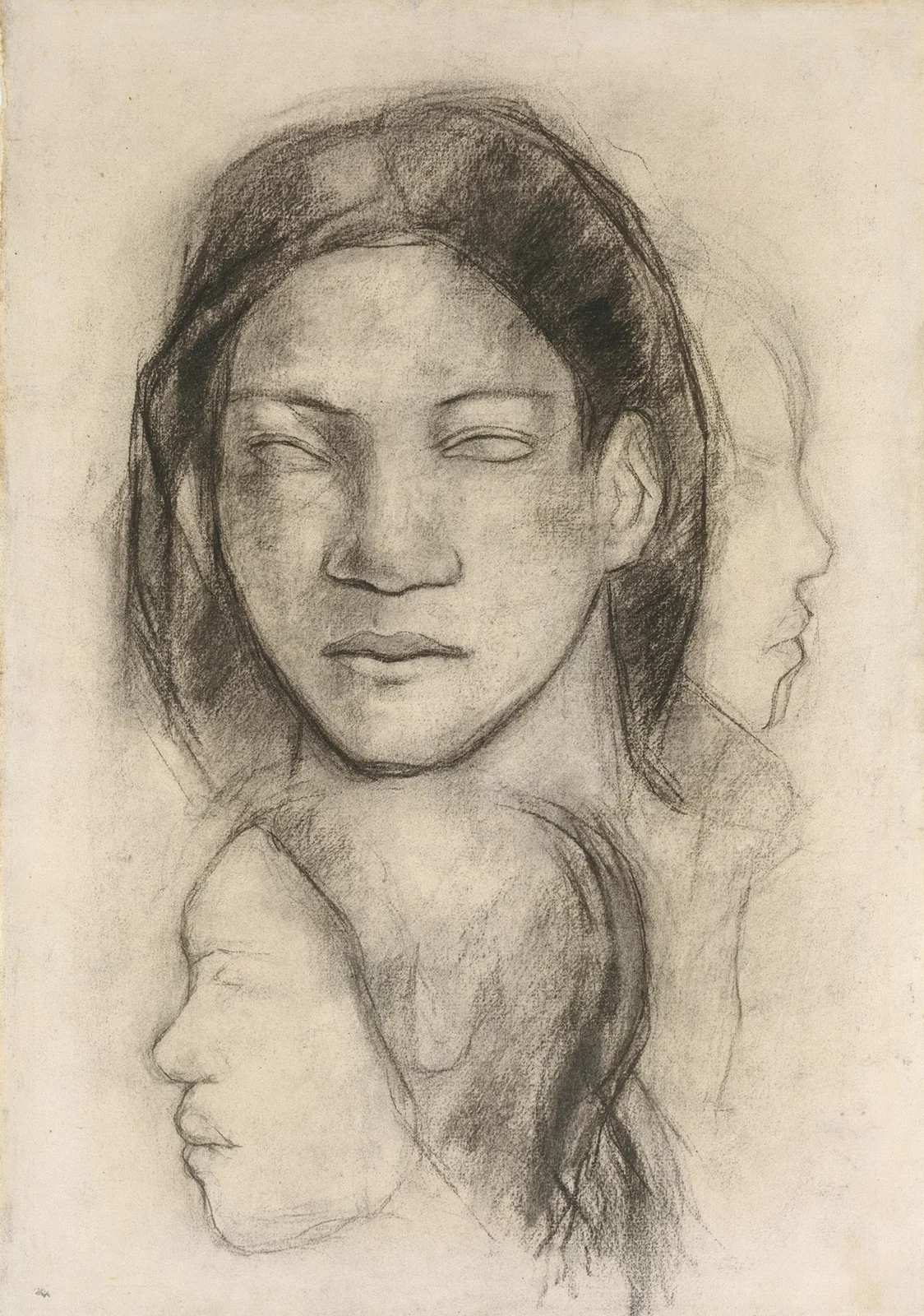 Tahitian Faces (Frontal View and Profiles) av Paul Gauguin