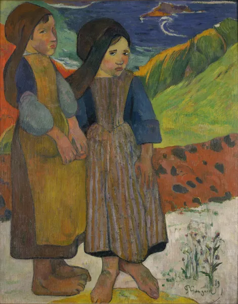 Two Breton Girls by the Sea av Paul Gauguin