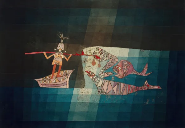 Fighting scene from the comic-fantastic opera ‘the seafarer’ av Paul Klee
