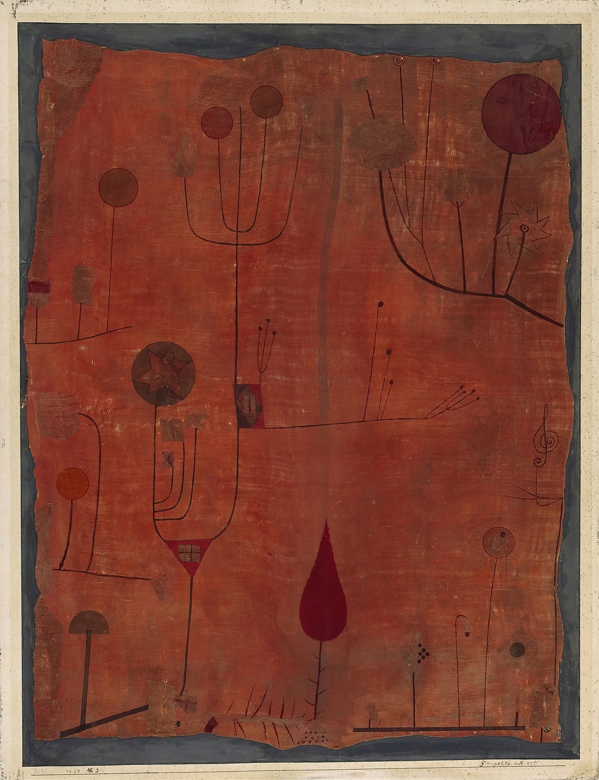Fruits on Red av Paul Klee