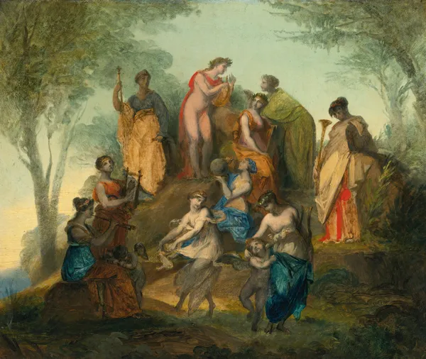 Apollo And The Nine Muses On Mount Parnassus av Pierre-Paul Prud'hon
