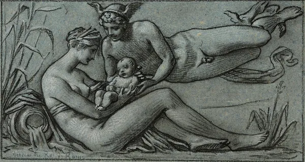 La Seine reçoit dans ses bras l’enfant que les dieux lui confient av Pierre-Paul Prud'hon