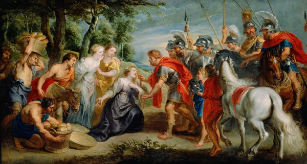 David Meeting Abigail av Follower of Peter Paul Rubens