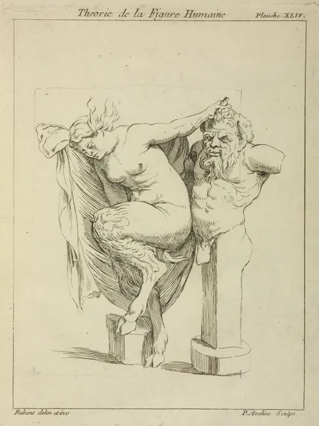 Head and torso of male stayr, and a female satyr av Peter Paul Rubens
