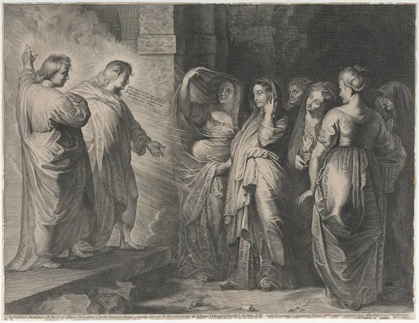 The Angels Addressing the Holy Women at the Tomb av Peter Paul Rubens
