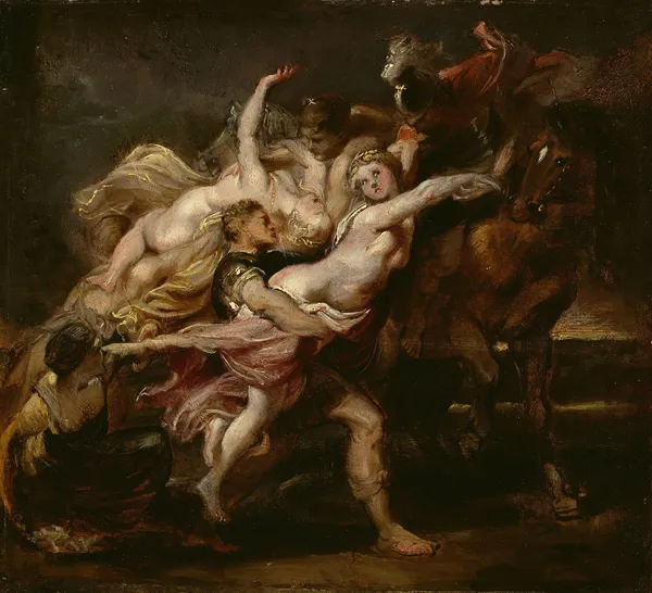 The Rape of the Daughters of Levkippos av Peter Paul Rubens