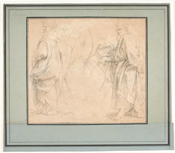Two drafts for the Apostle Andrew and a study for Melchizedek av Peter Paul Rubens