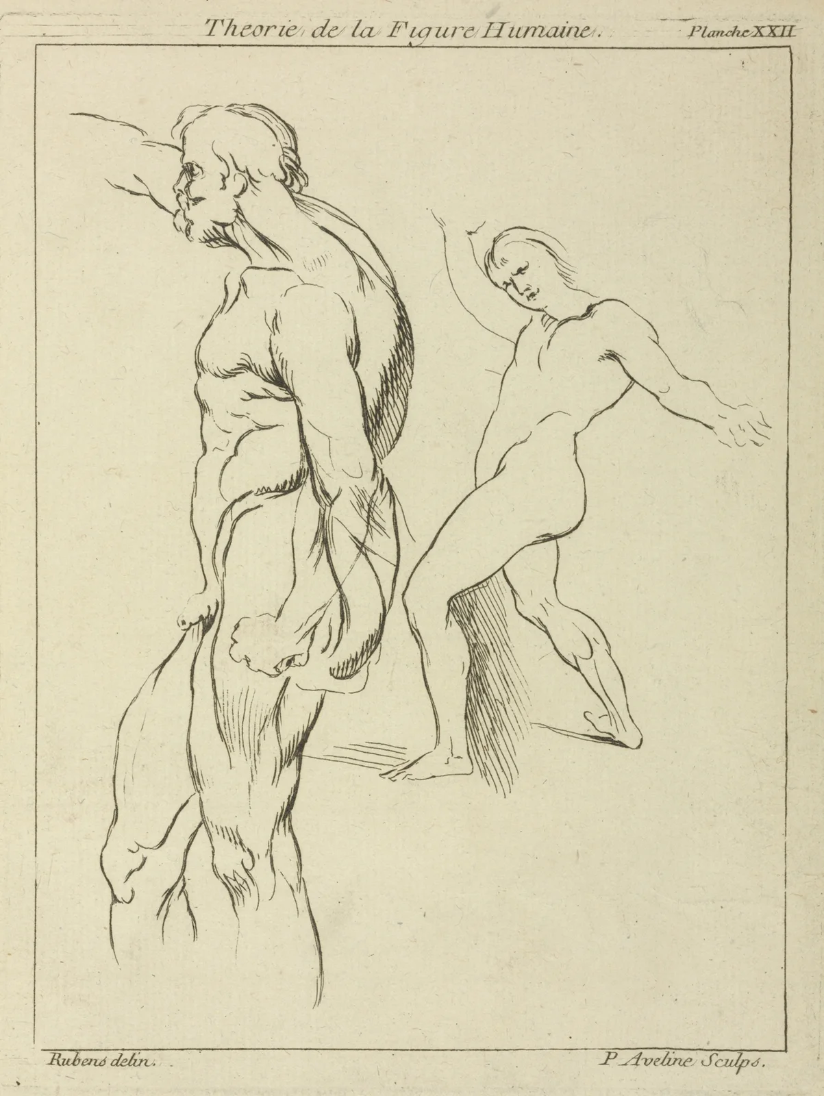 Two figures extending right arms av Peter Paul Rubens