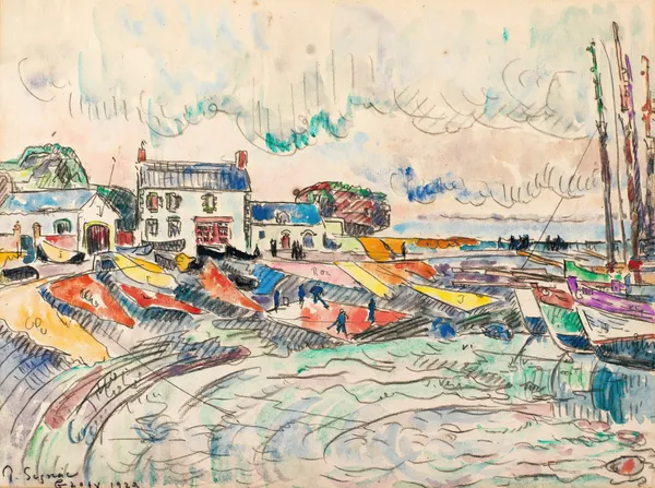 Groix, Le Nettoyage Des Voiles av Paul Signac
