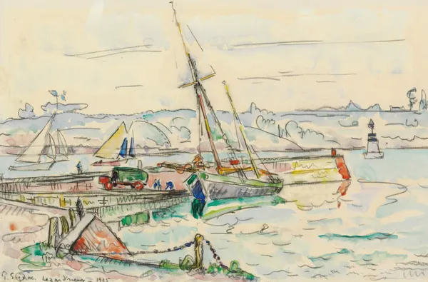 Lézardrieux, voilier à quai av Paul Signac
