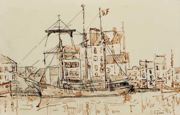 Trois-mâts au port av Paul Signac