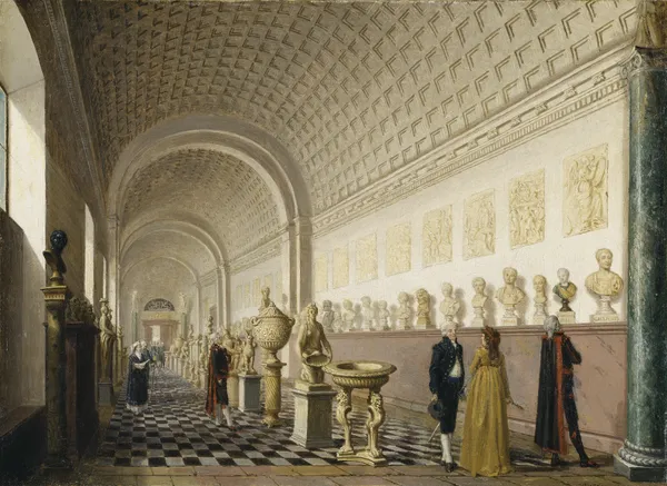 Den inre galleriet i Kungliga museet på Kungliga slottet, Stockholm av Pehr Hilleström