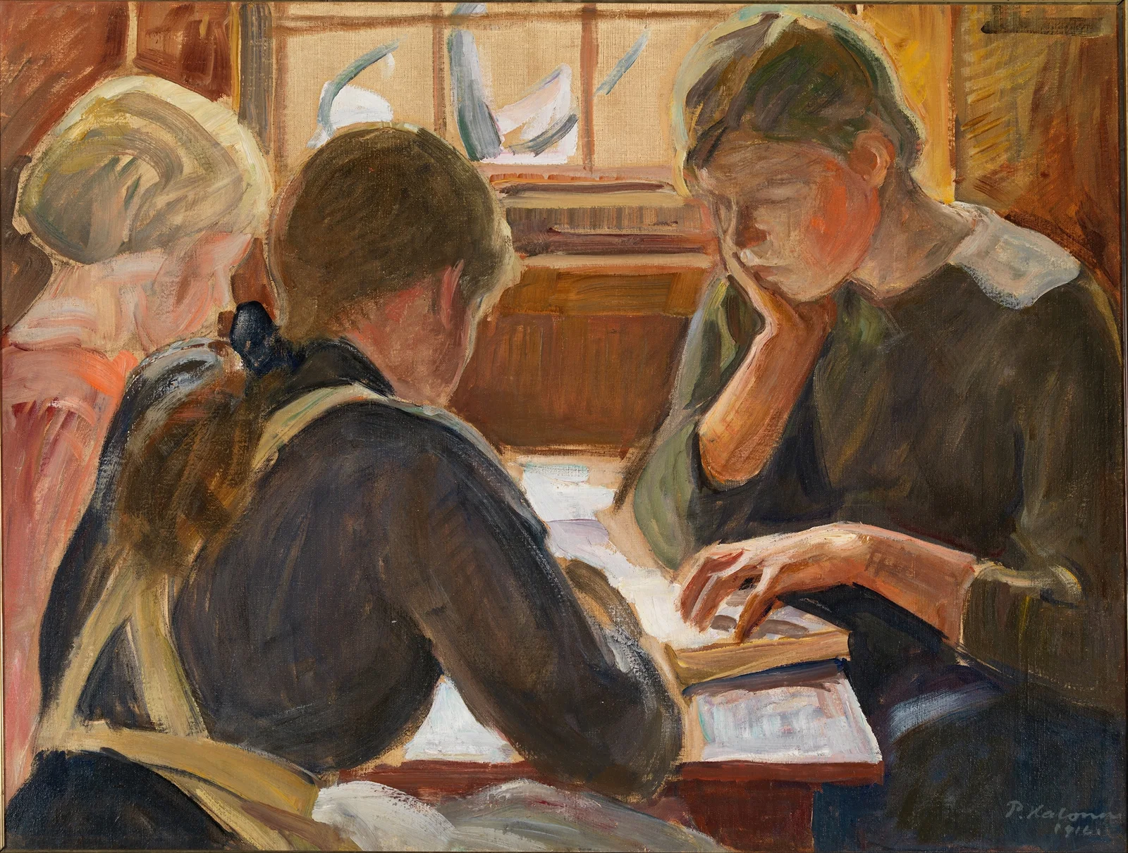Children reading av Pekka Halonen