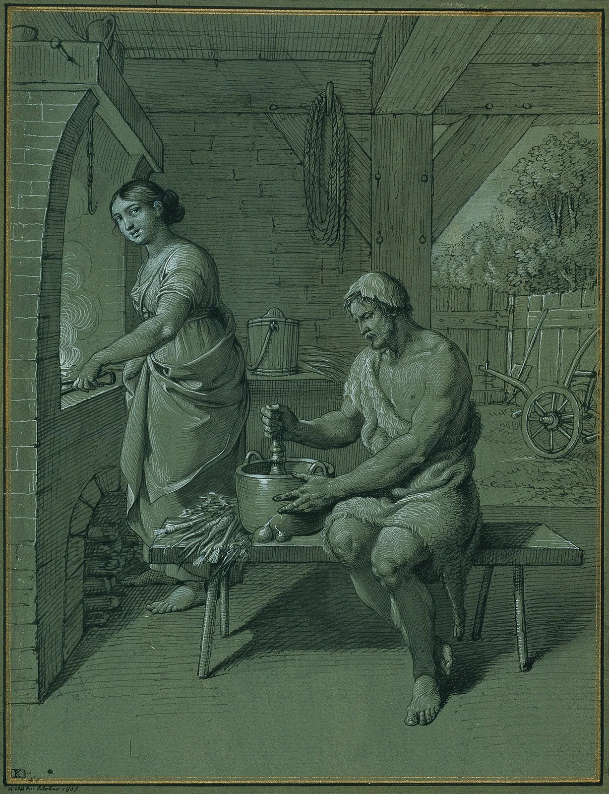 Herkules und Omphale av Johann Peter Krafft