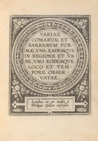Variae Comarum et Barbarum formae – Title page av Philip Galle
