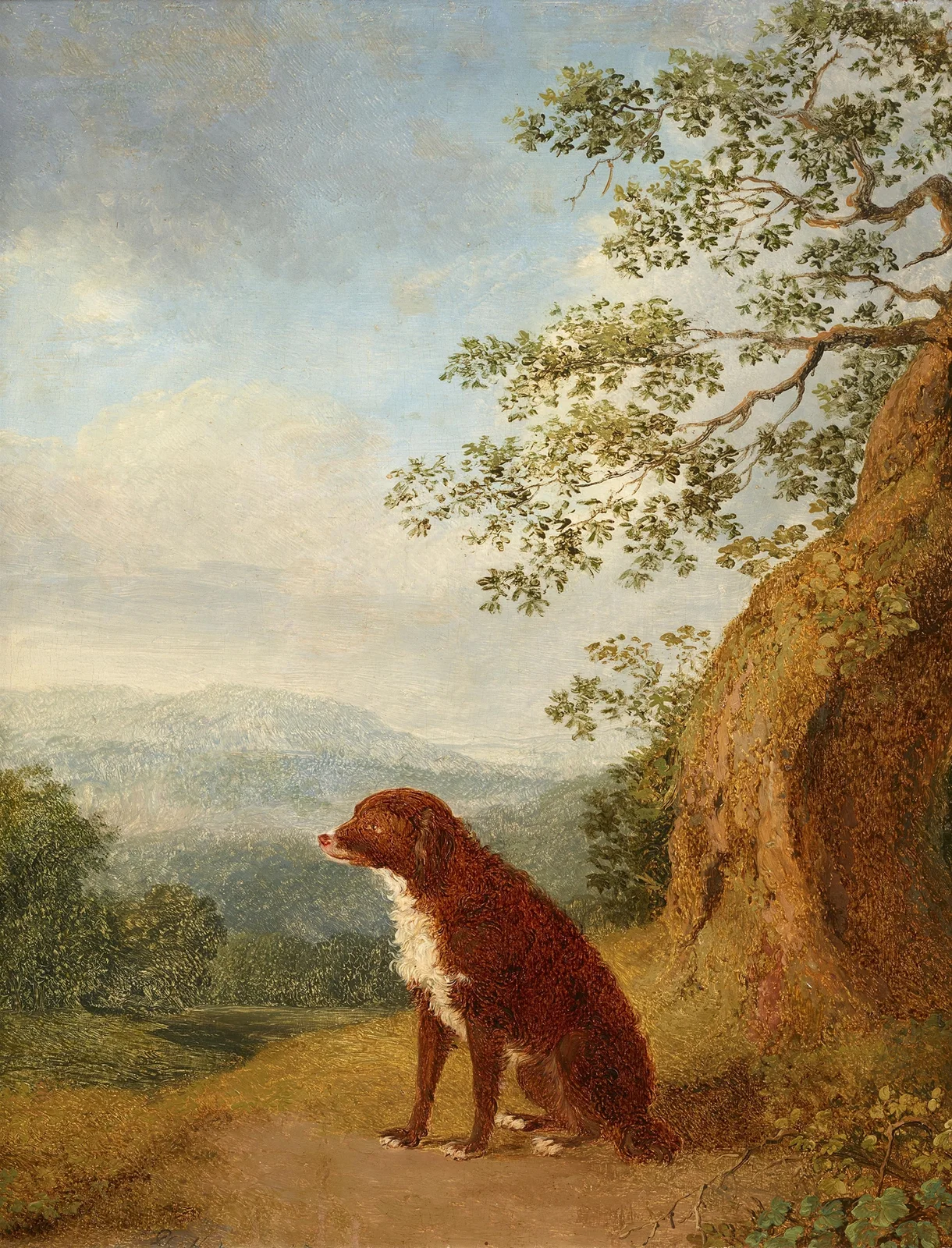 Sitzender Hund in Landschaft av Jacob Philipp Hackert