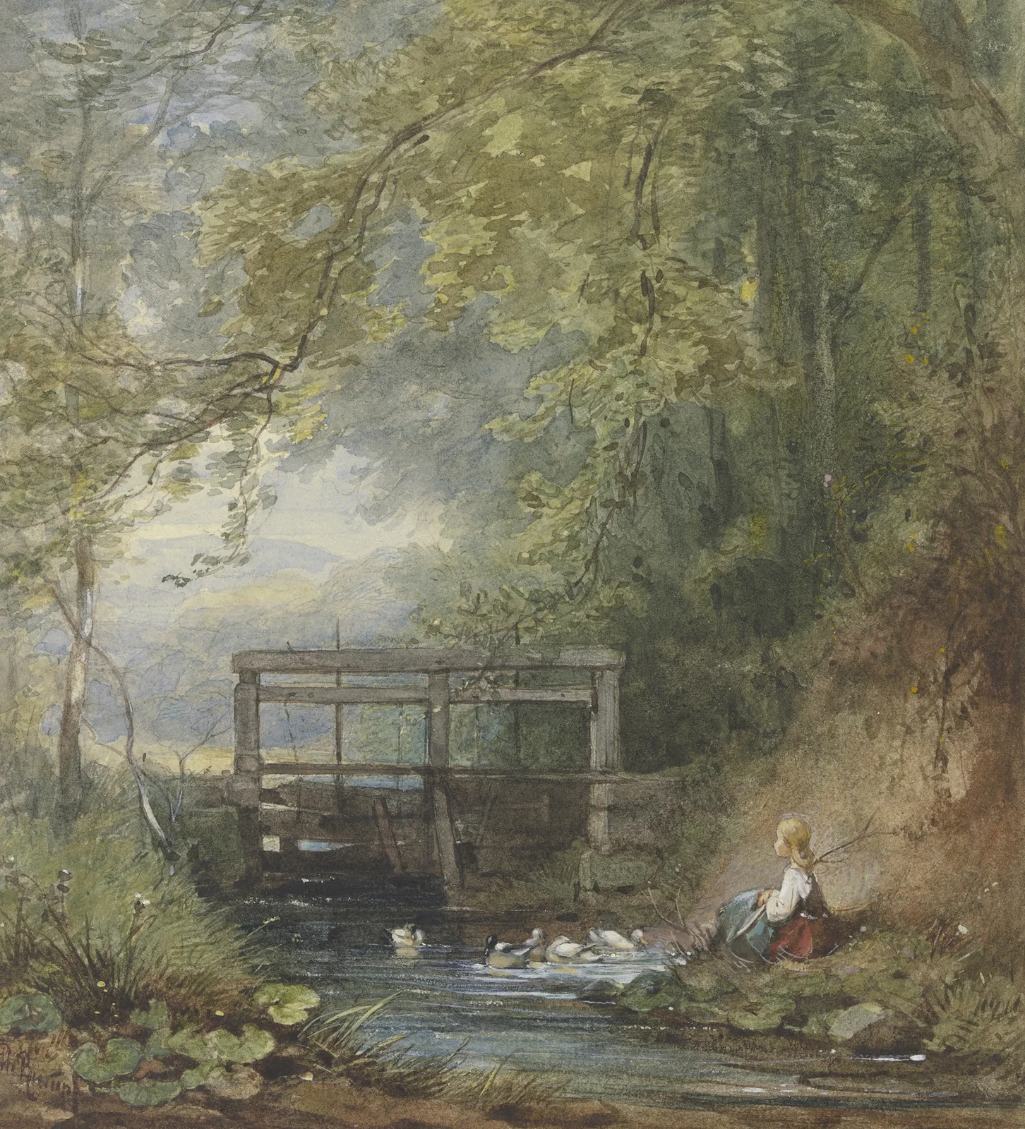 Gänsehirtin an einer Schleuse av Philipp Rumpf