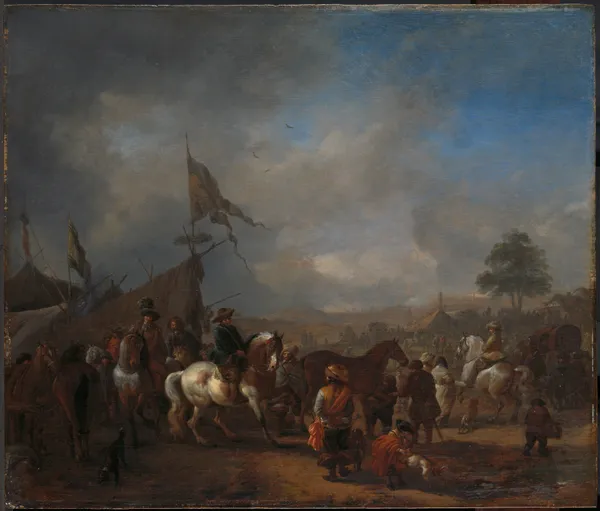 A Horse Fair near an Army Camp av Philips Wouwerman