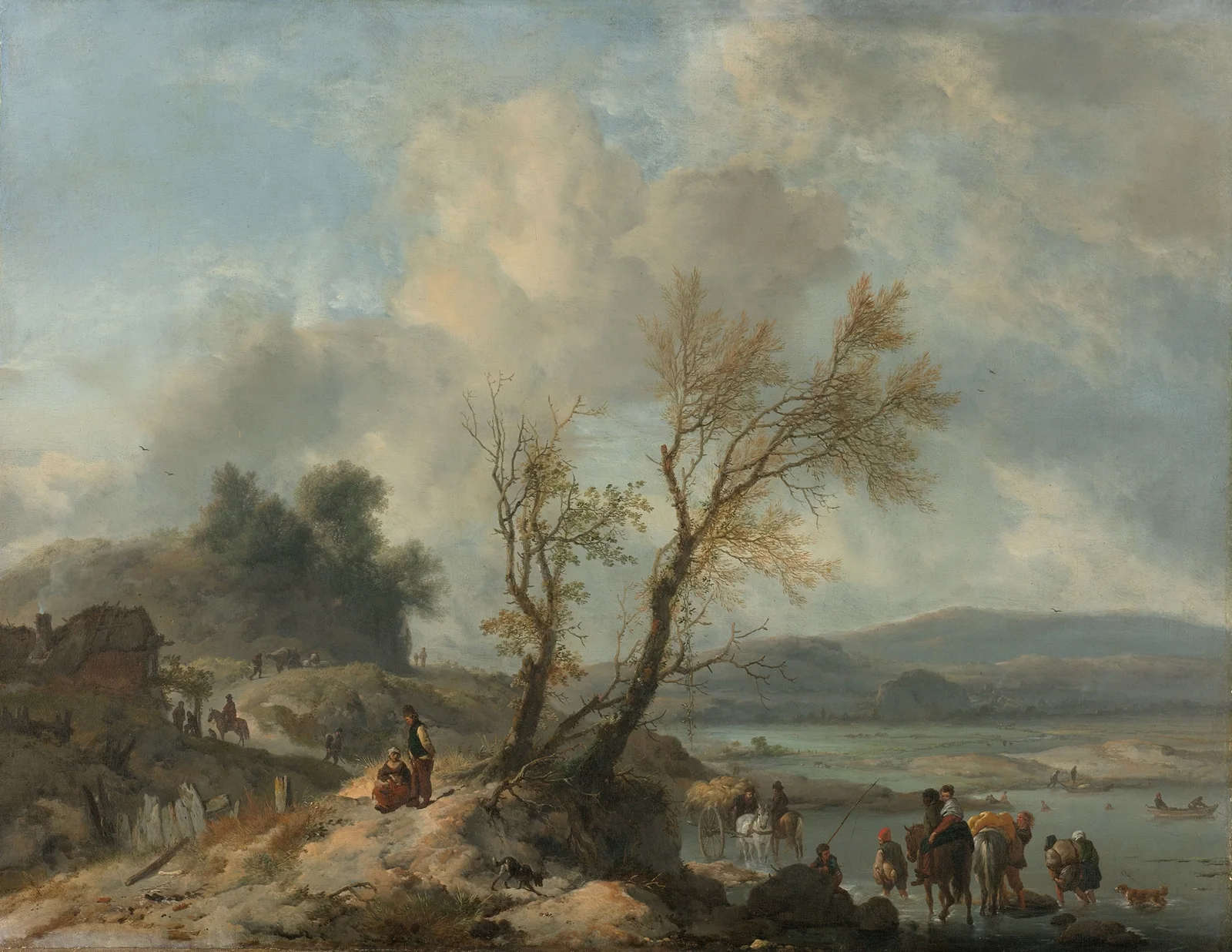 Landscape with Sandy Path beside a River av Philips Wouwerman