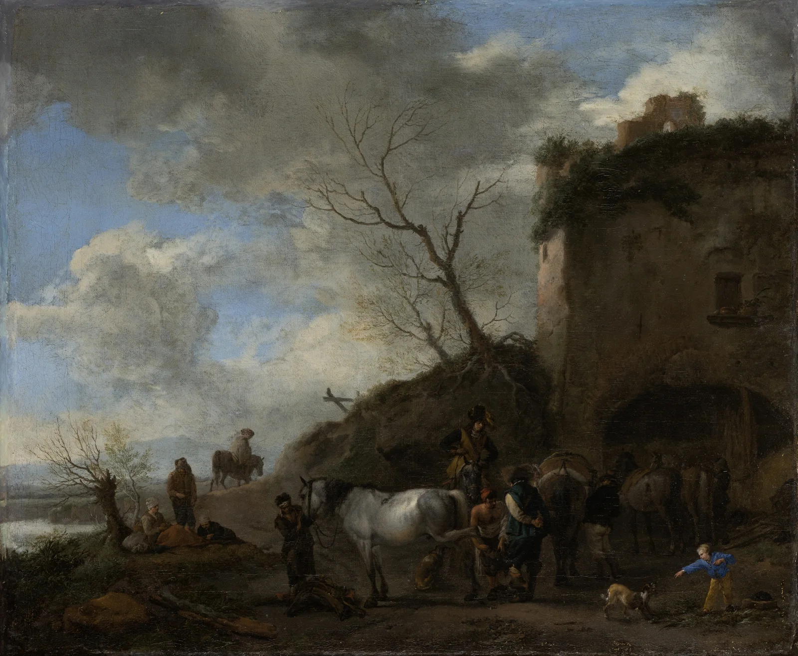 Riders at a Blacksmith’s av Philips Wouwerman