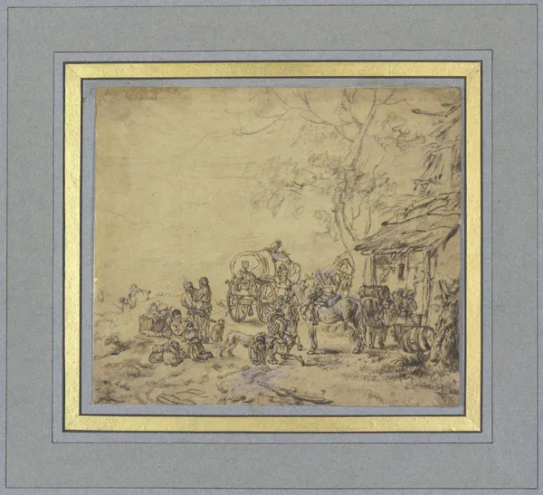 Stop in front of an inn av Philips Wouwerman